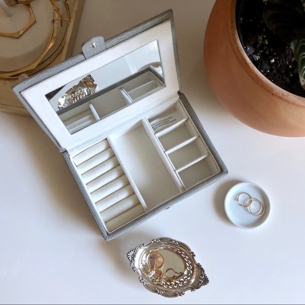 NWT Pottery Barn Gray Snakeskin Jewelry Box